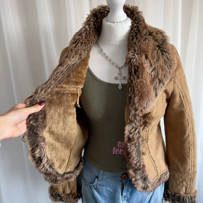 00s Faux Fur Afghan Jacket - Size XL