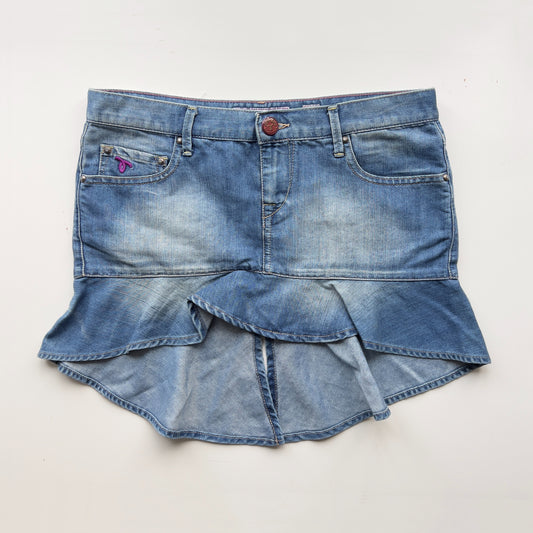 00s Asymmetric Denim Mini Skirt - Size M