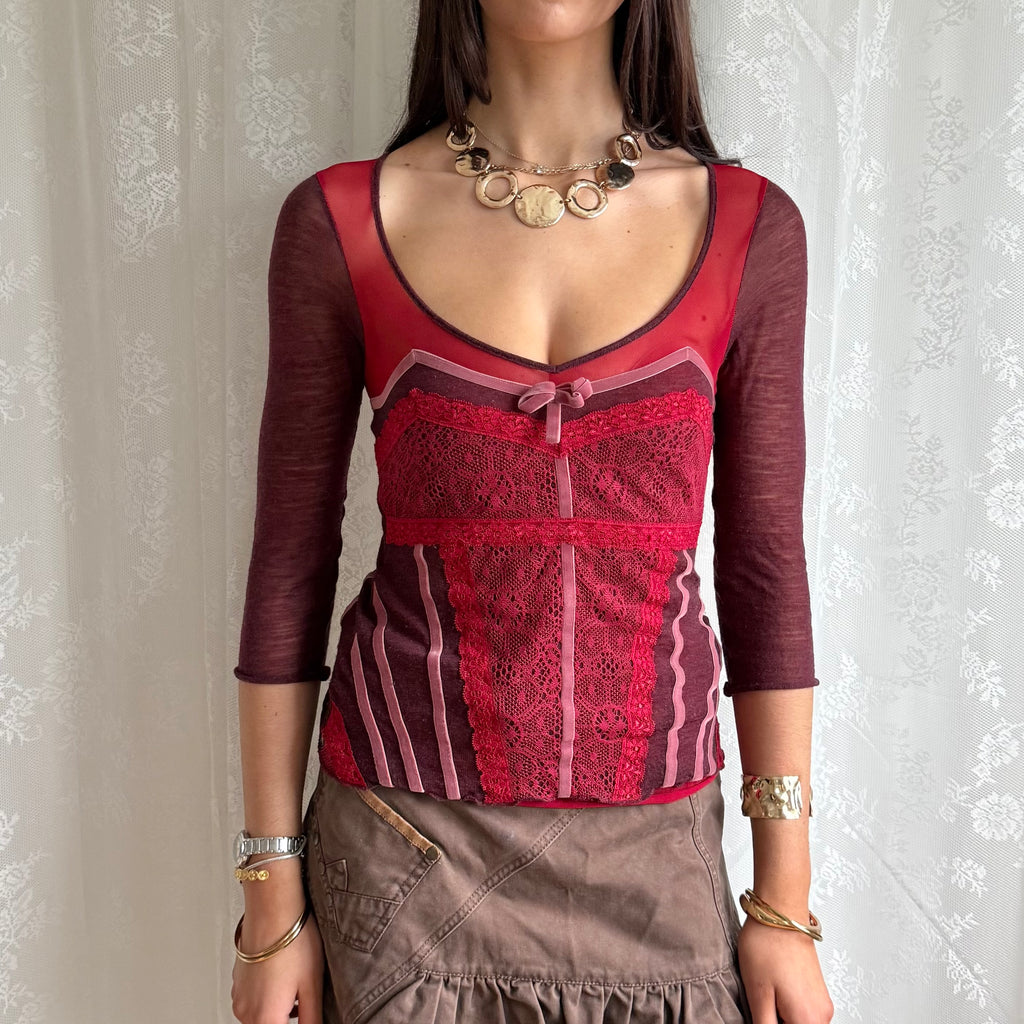 Knit Lace Crop Top - Size S