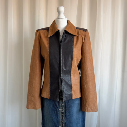 90s Genuine Suede & Leather Double Zip Jacket - Size M