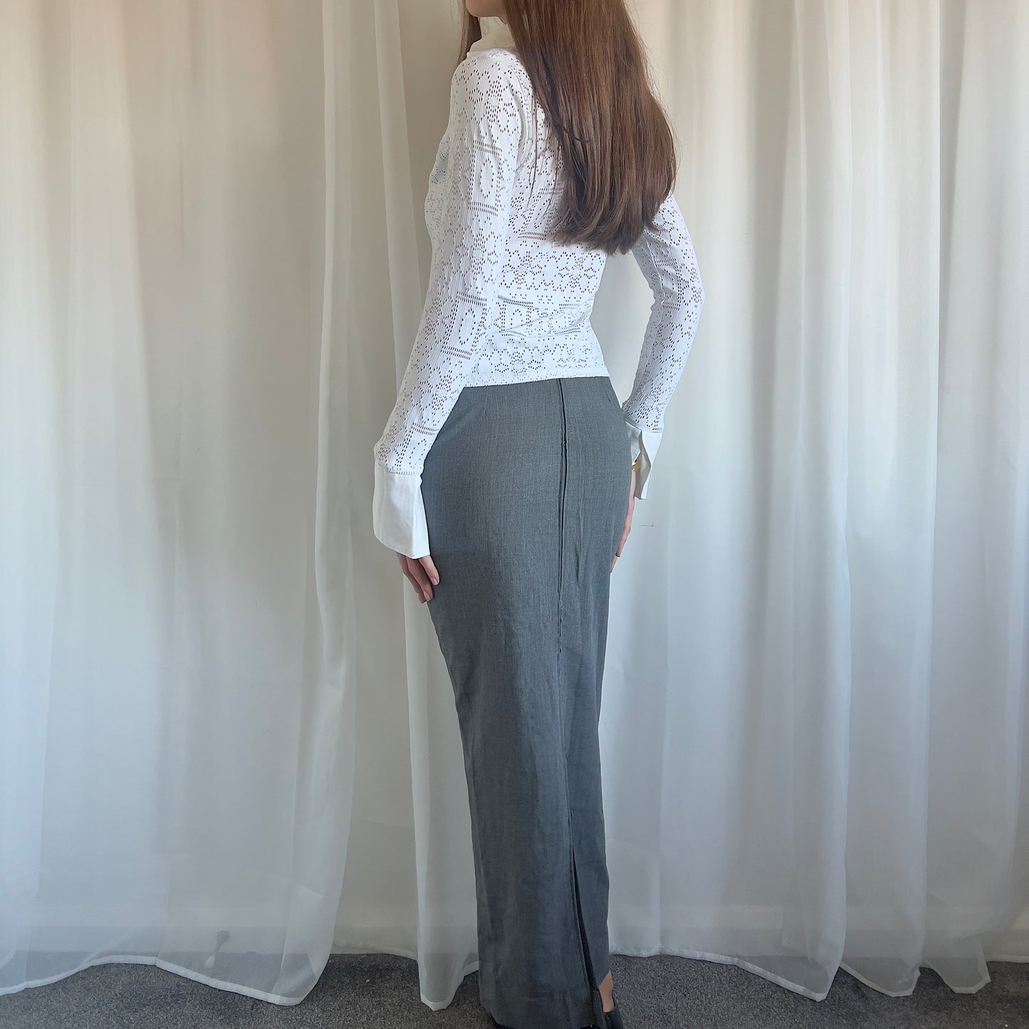 90s Wool Suiting Maxi Skirt - Size XS