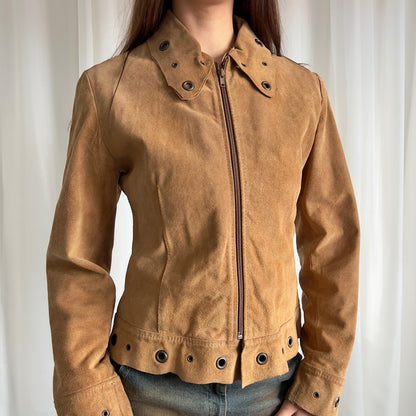 90s Genuine Suede Zip Up Jacket - Size M