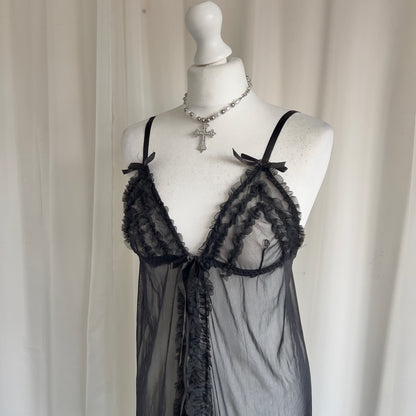 90s Mesh Ruffle Babydoll Cami - Size S