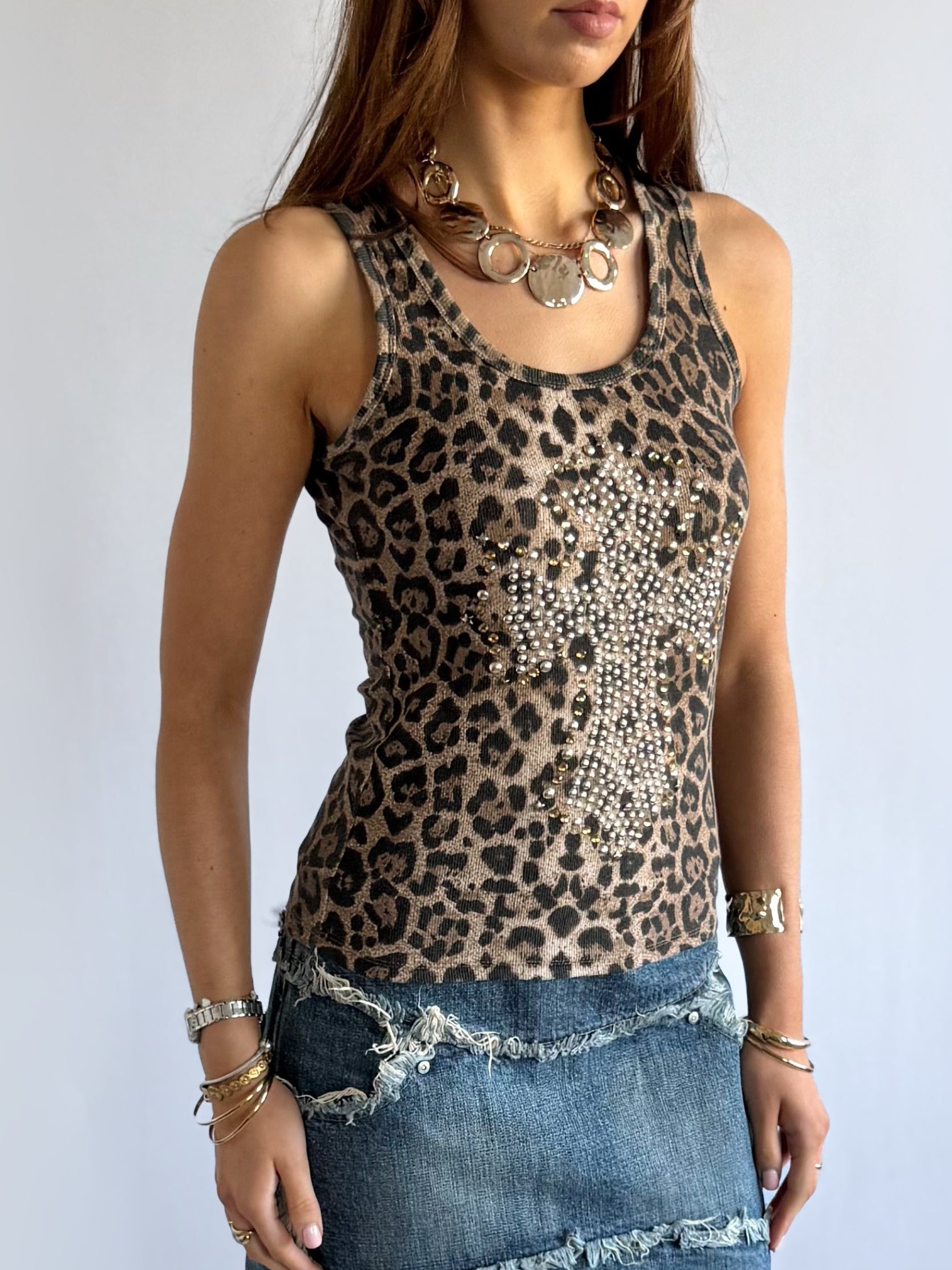 Leopard Studded Cami - Size S