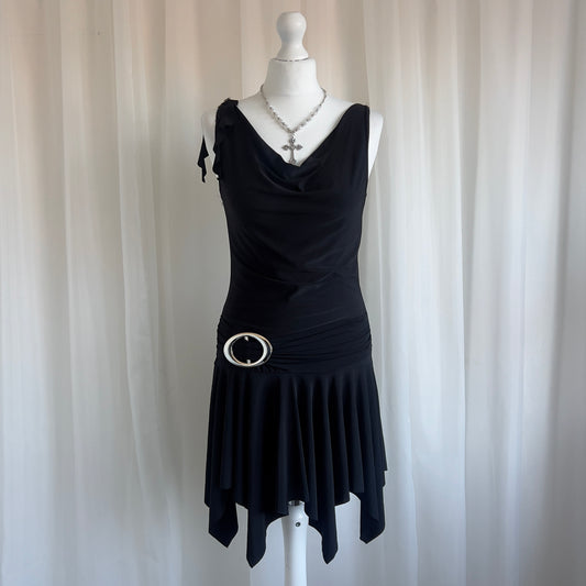 90s Asymmetric Oversized Buckle Mini Dress - Size M