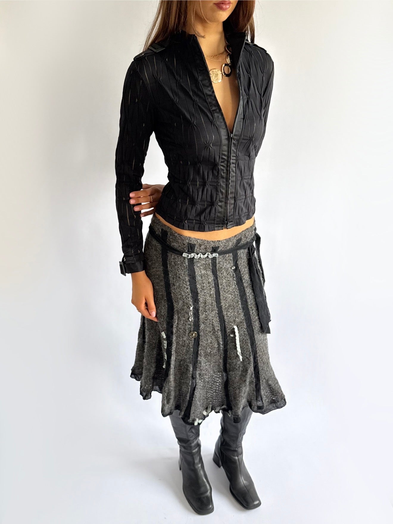 Sheer Zip Shirt - Size S