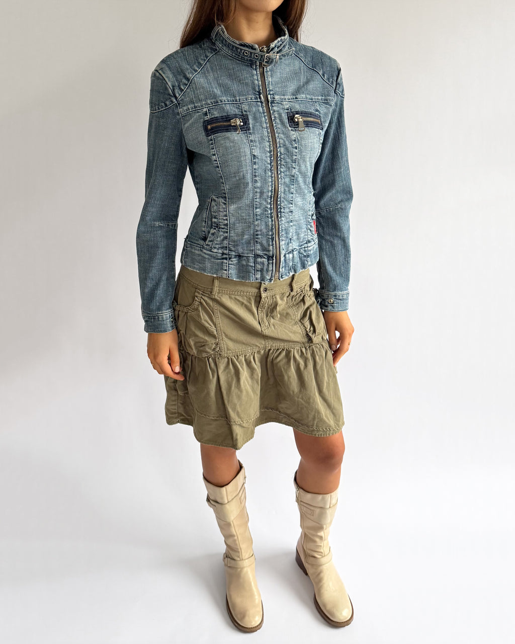 Pleated Ruffle Midi Skirt - Size L