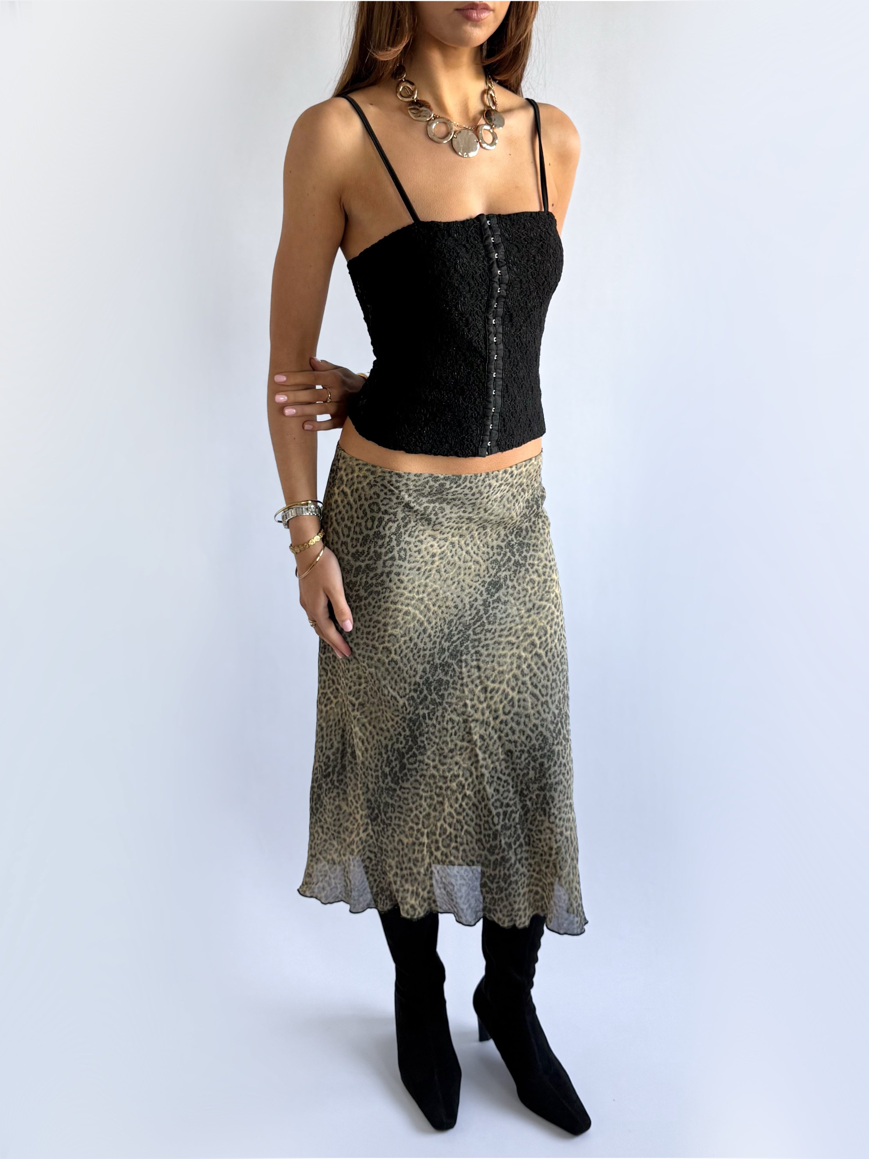 Leopard Midi Skirt - Size M