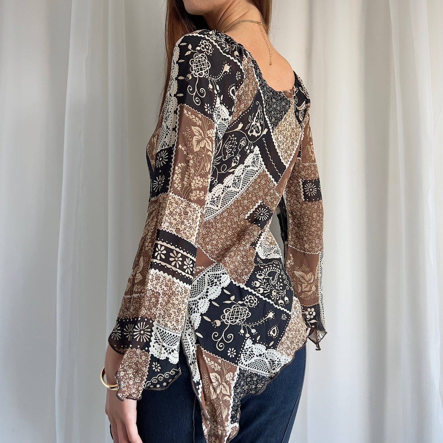 90s Pimkie Paisley Asymmetric Top - Size M