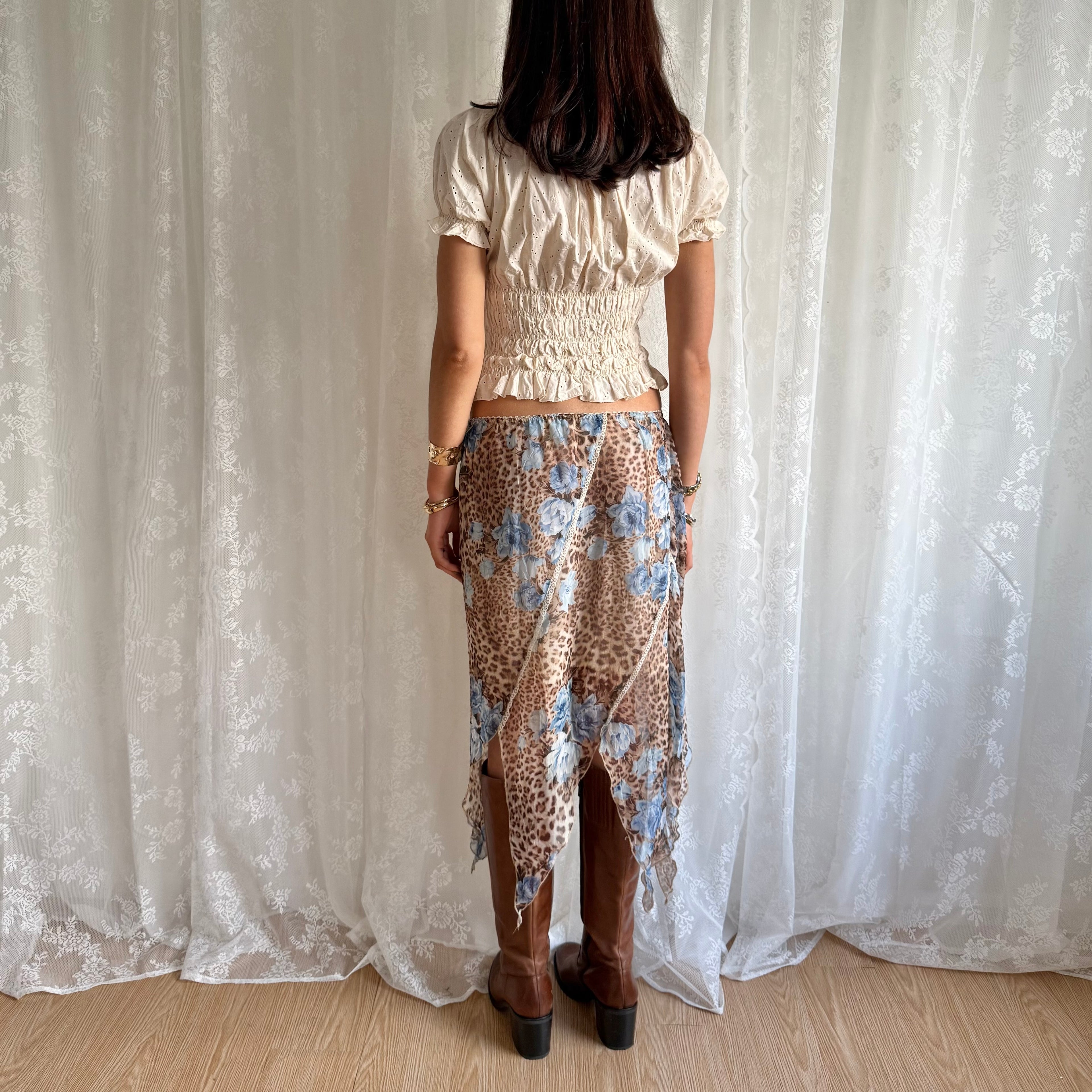 Leopard Asymmetric Midi Skirt - Size S