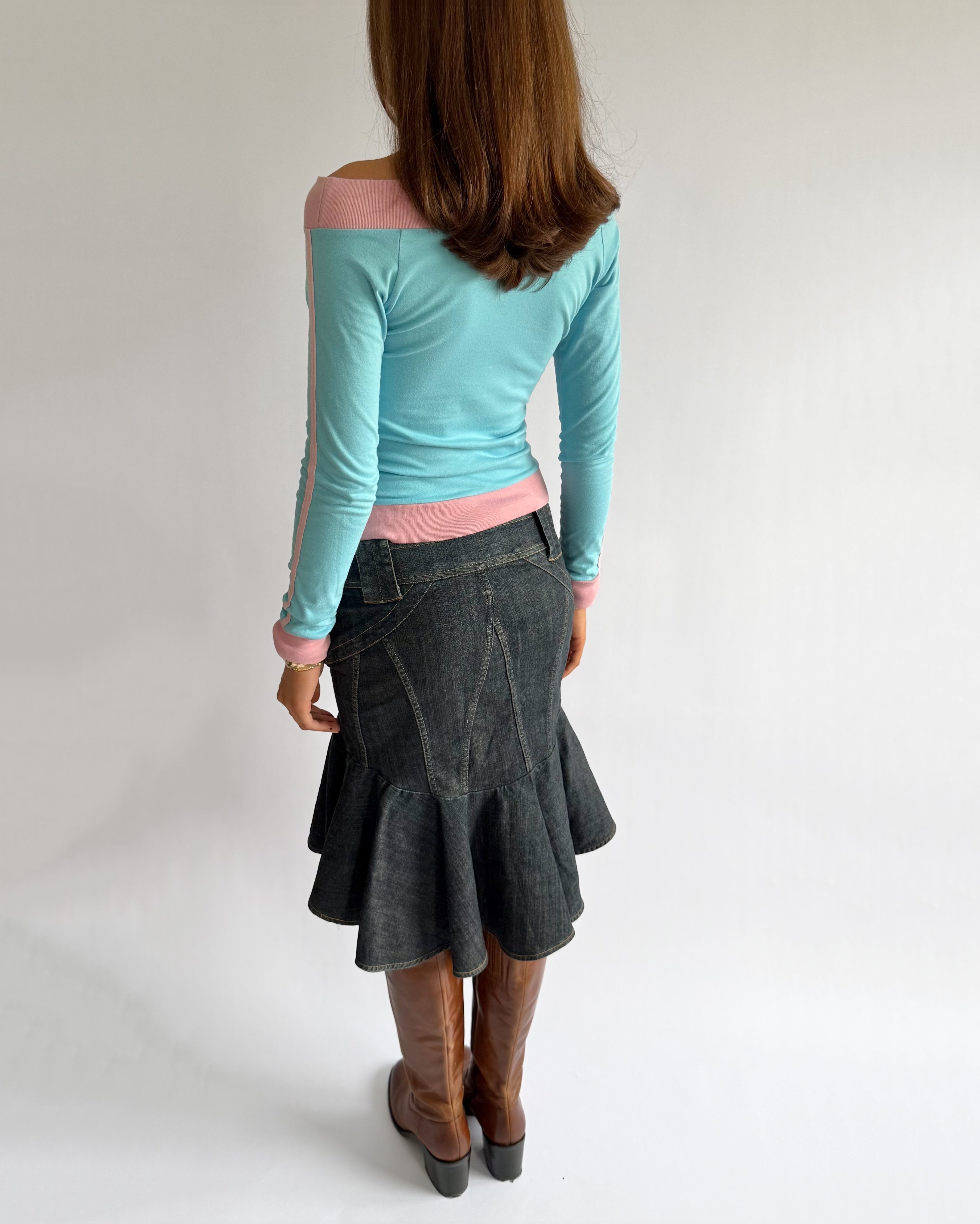Denim Fishtail Midi Skirt - Size S