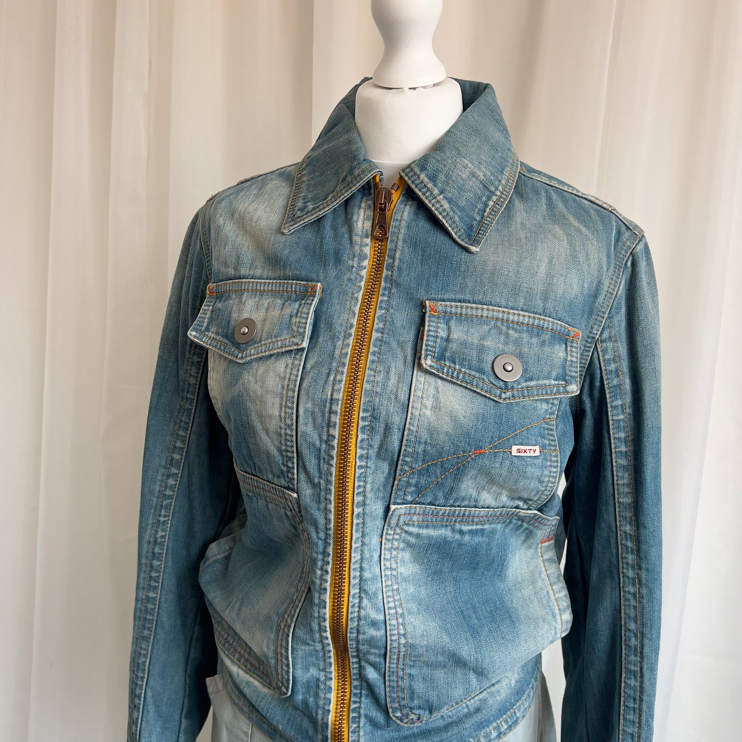 00s Denim Zip Up Jacket - Size XS