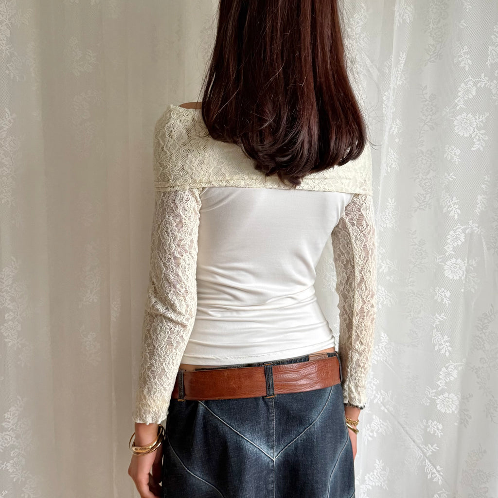 Lace Long Sleeve Top - Size S