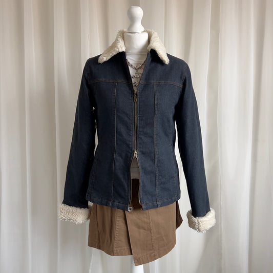 00s Denim Double Zip Up Jacket - Size L