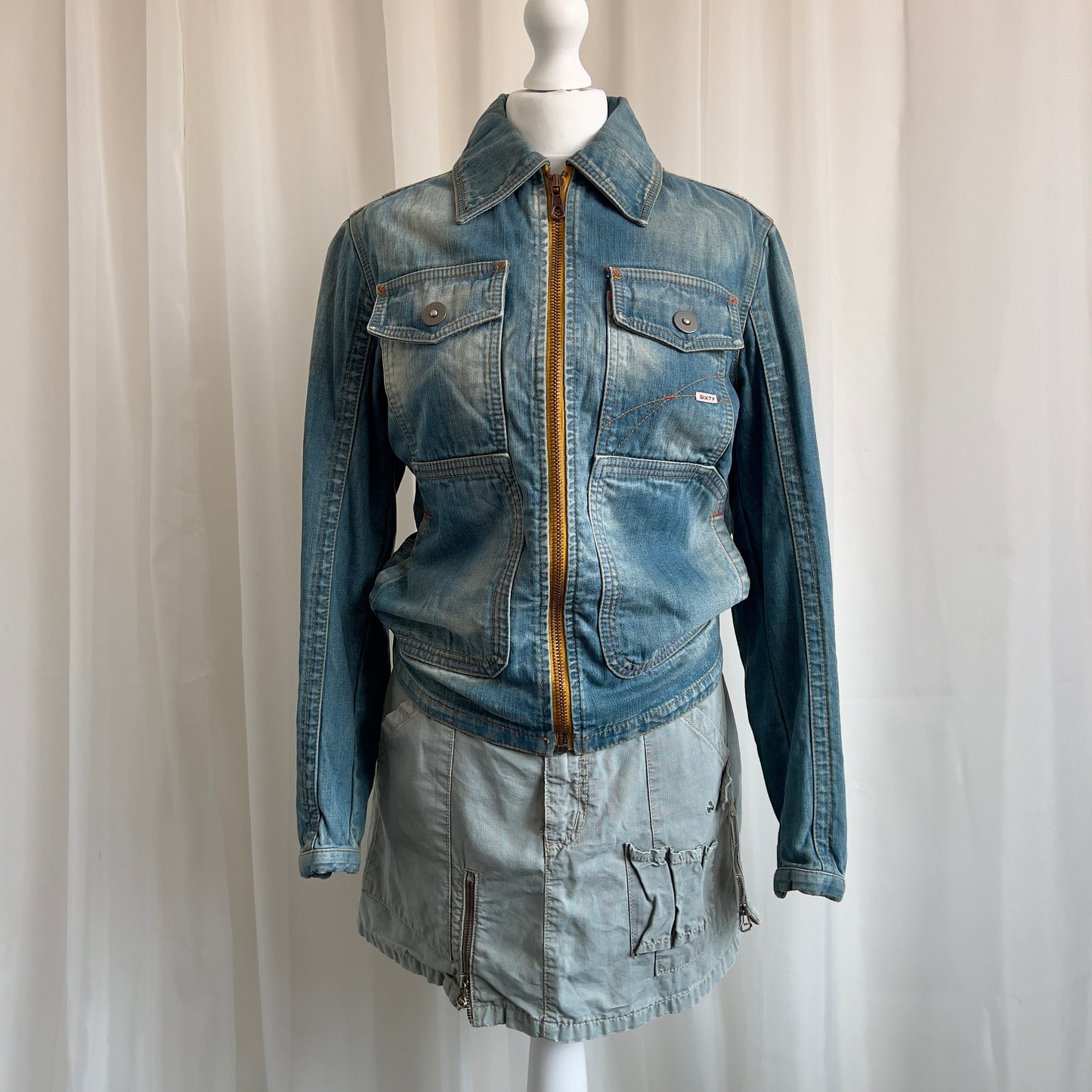 00s Denim Zip Up Jacket - Size XS