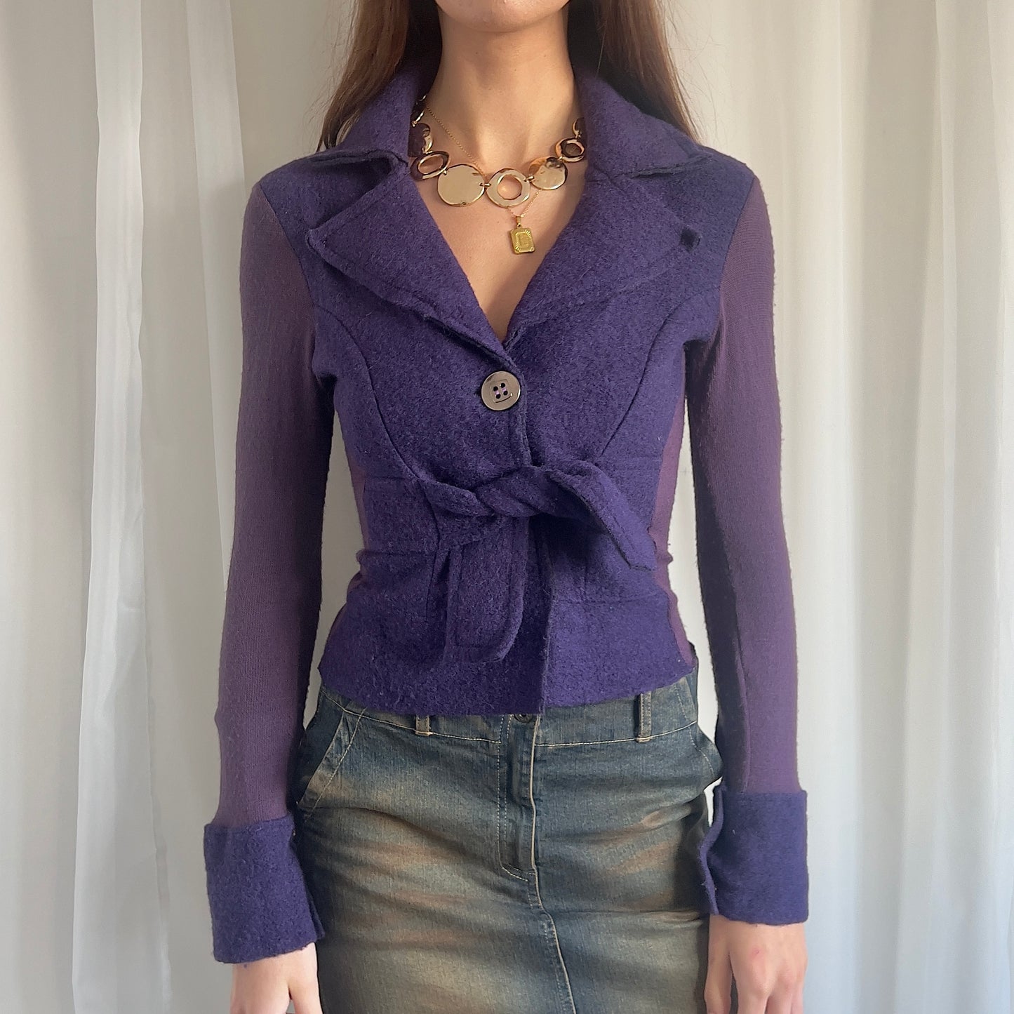 90s Wool Button Up Cardigan Jacket - Size S