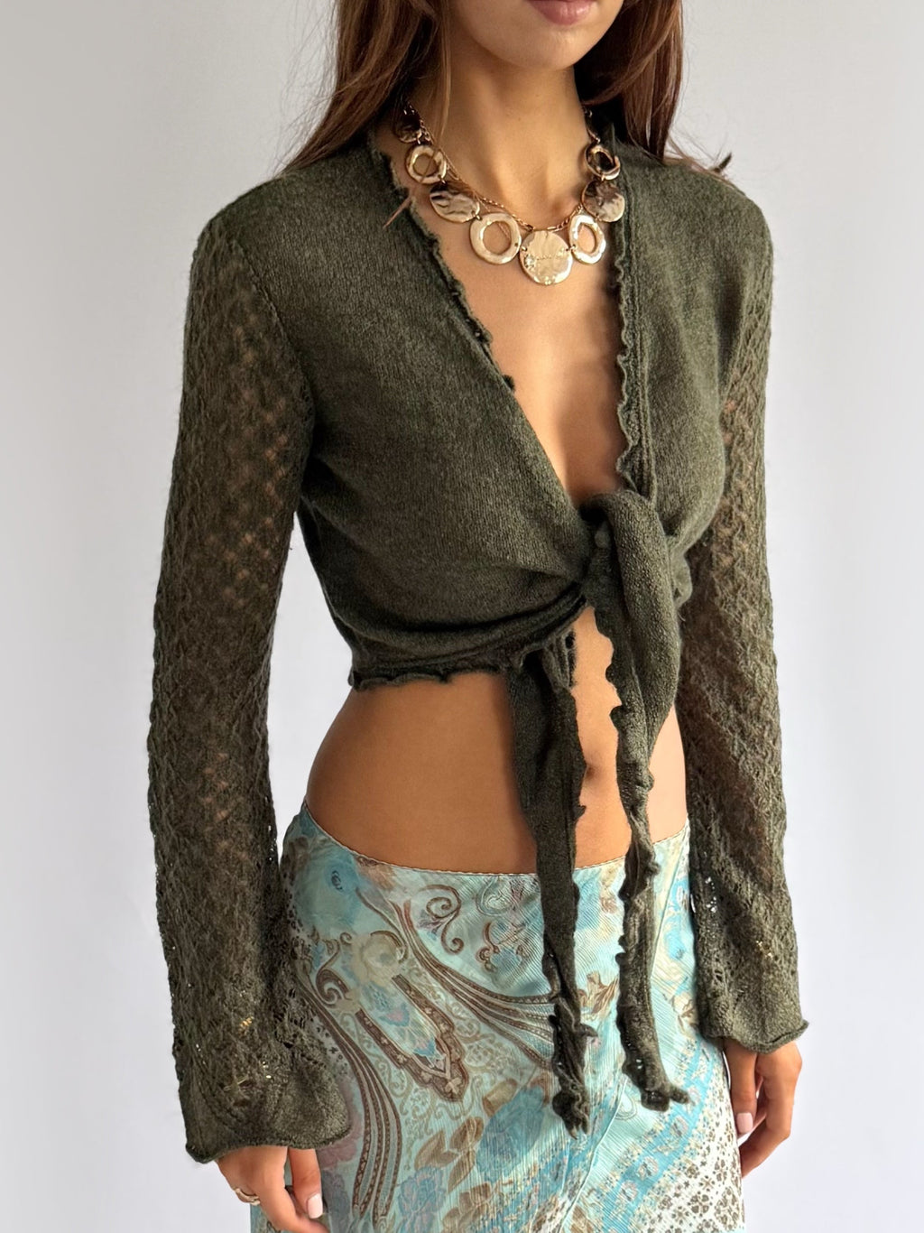 Mohair Tie Cardigan - Size M