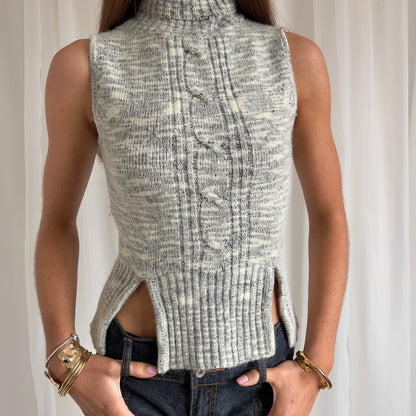 90s Angora & Wool Knit Crop Top - Size S