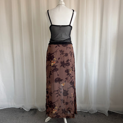 90s Floral Maxi Skirt - Size M