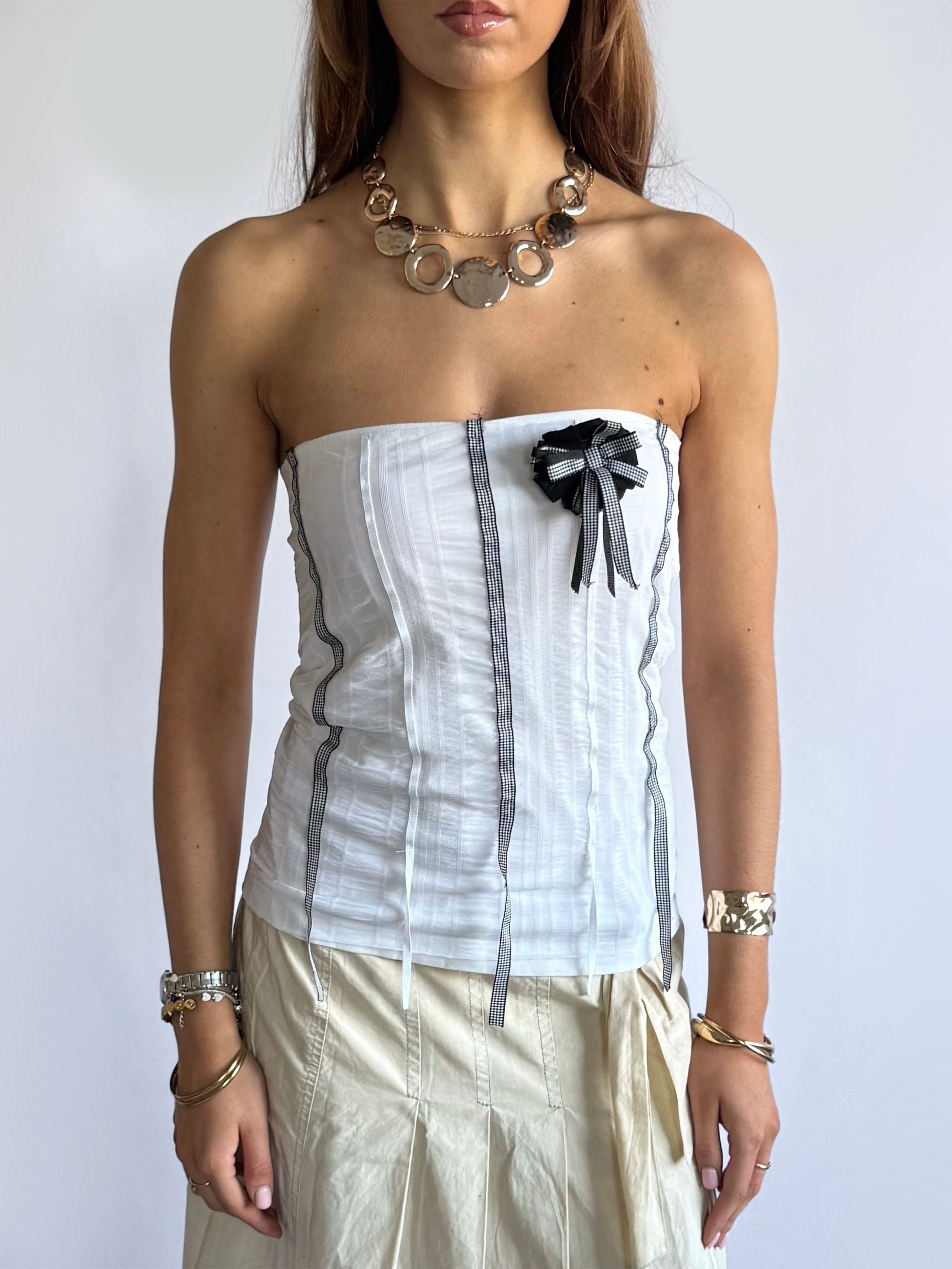 Strapless Gingham Top - Size L