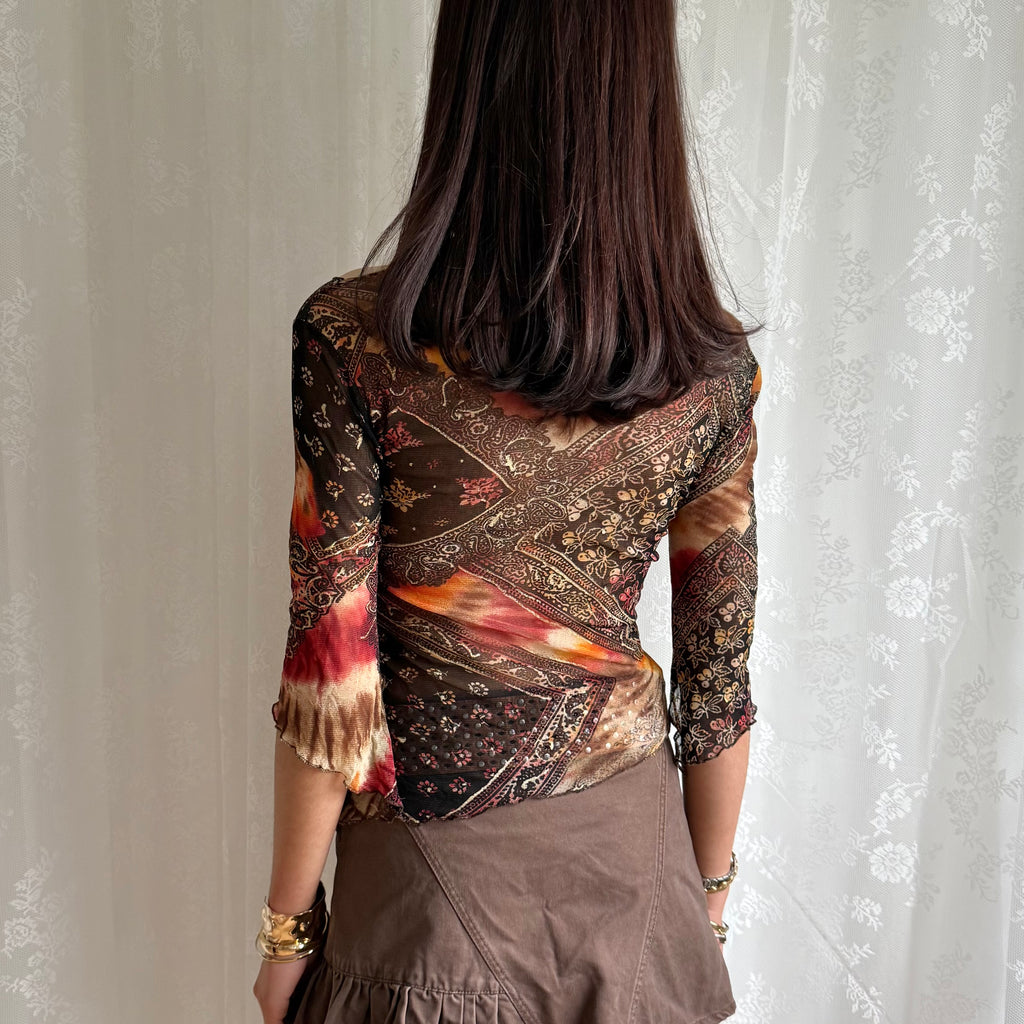 Mesh Long Sleeve Top - Size S