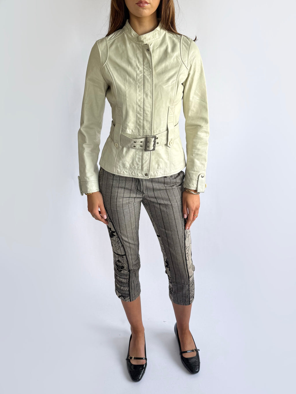 Genuine Leather Zip Jacket - Size M