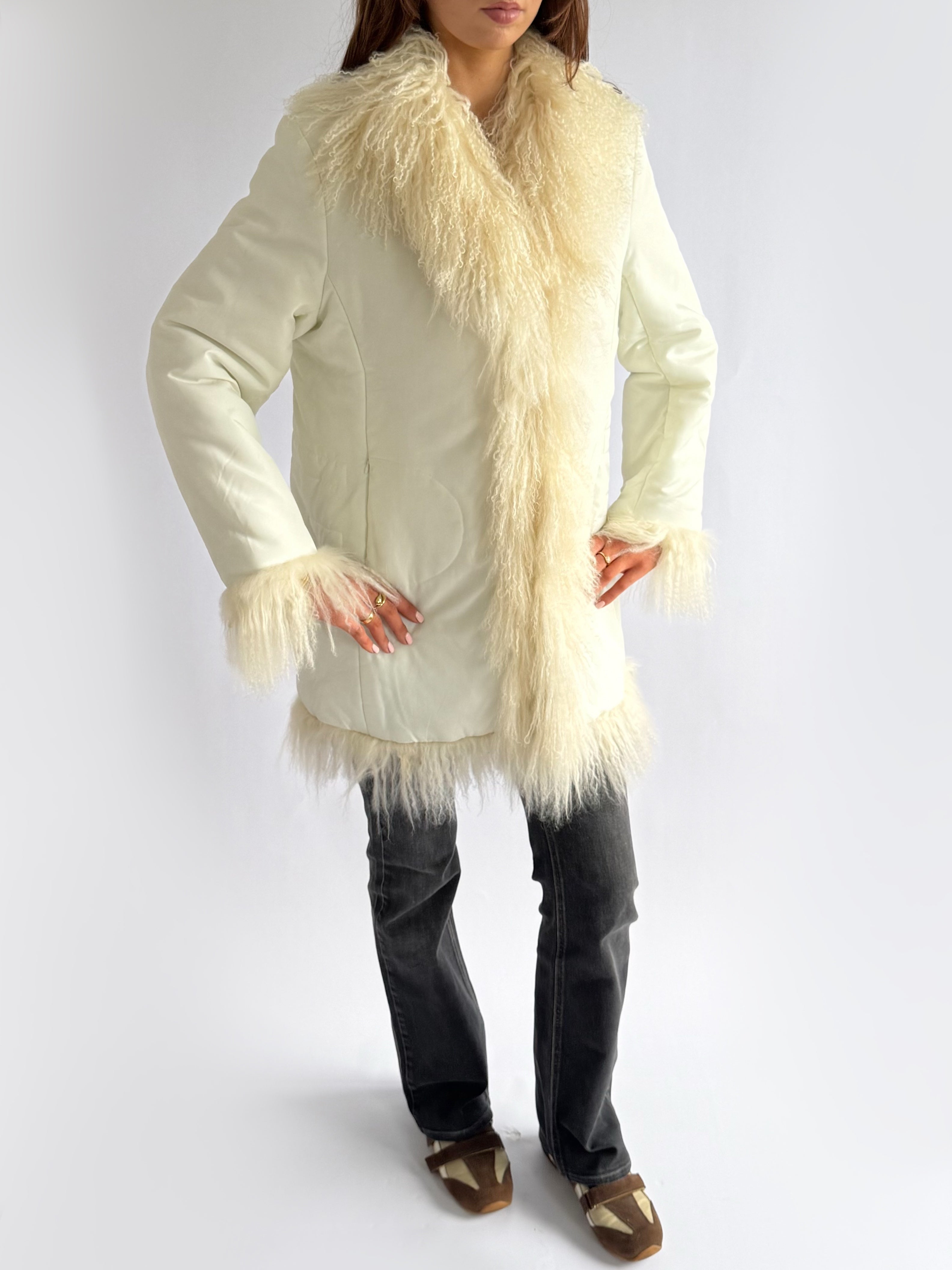 Mongolian Fur Puffer Afghan Coat - Size L