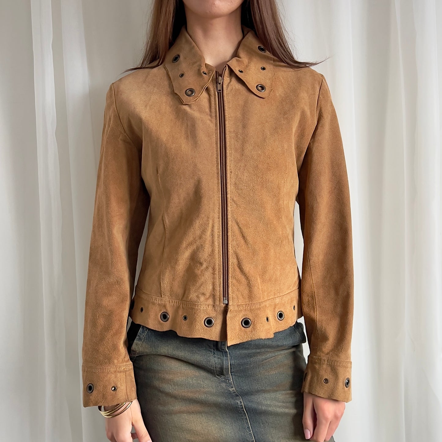 90s Genuine Suede Zip Up Jacket - Size M