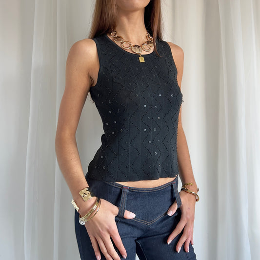 90s Sequin & Beaded Top - Size S