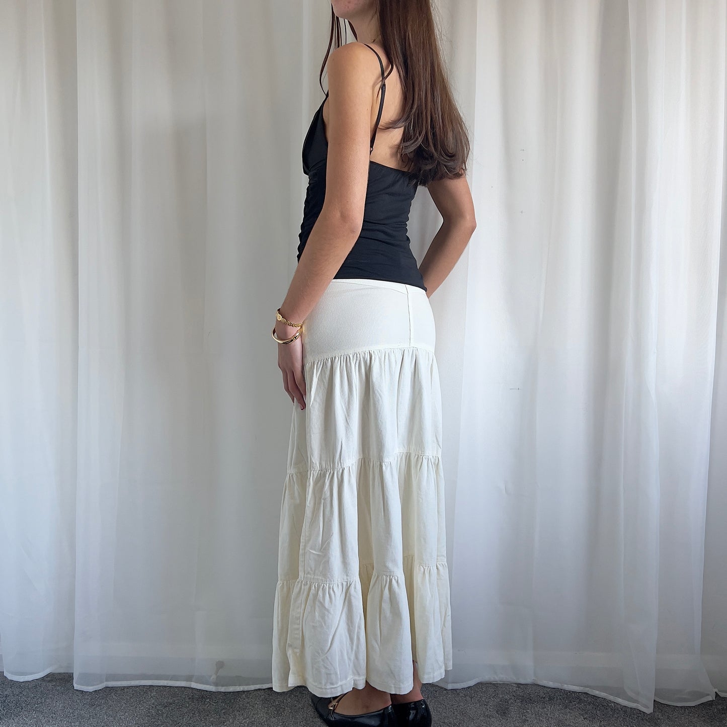 90s Tiered Maxi Skirt - Size S