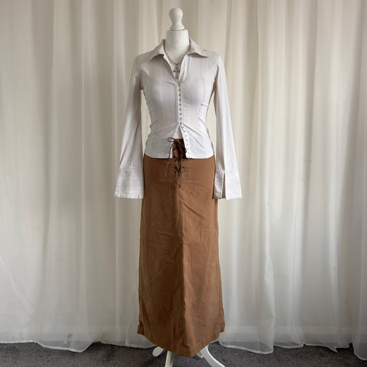 90s Lace Up Maxi Skirt - Size S