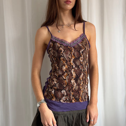 00s Mesh Snake Print Cami - Size L