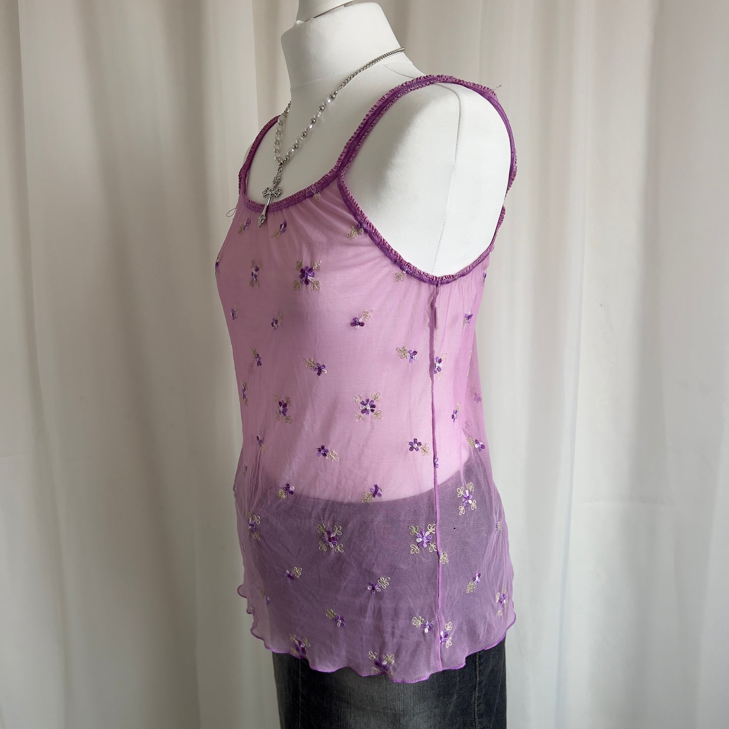 90s Mesh Floral Cami - Size L