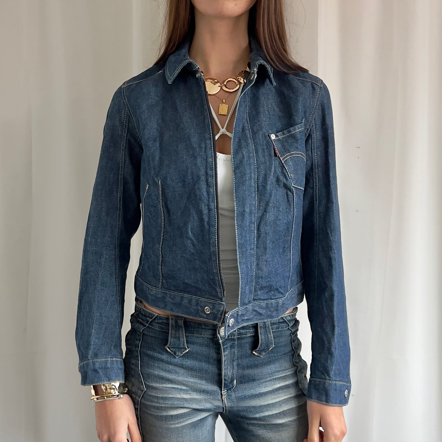 00s Levi's Denim Zip Up Jacket - Size S