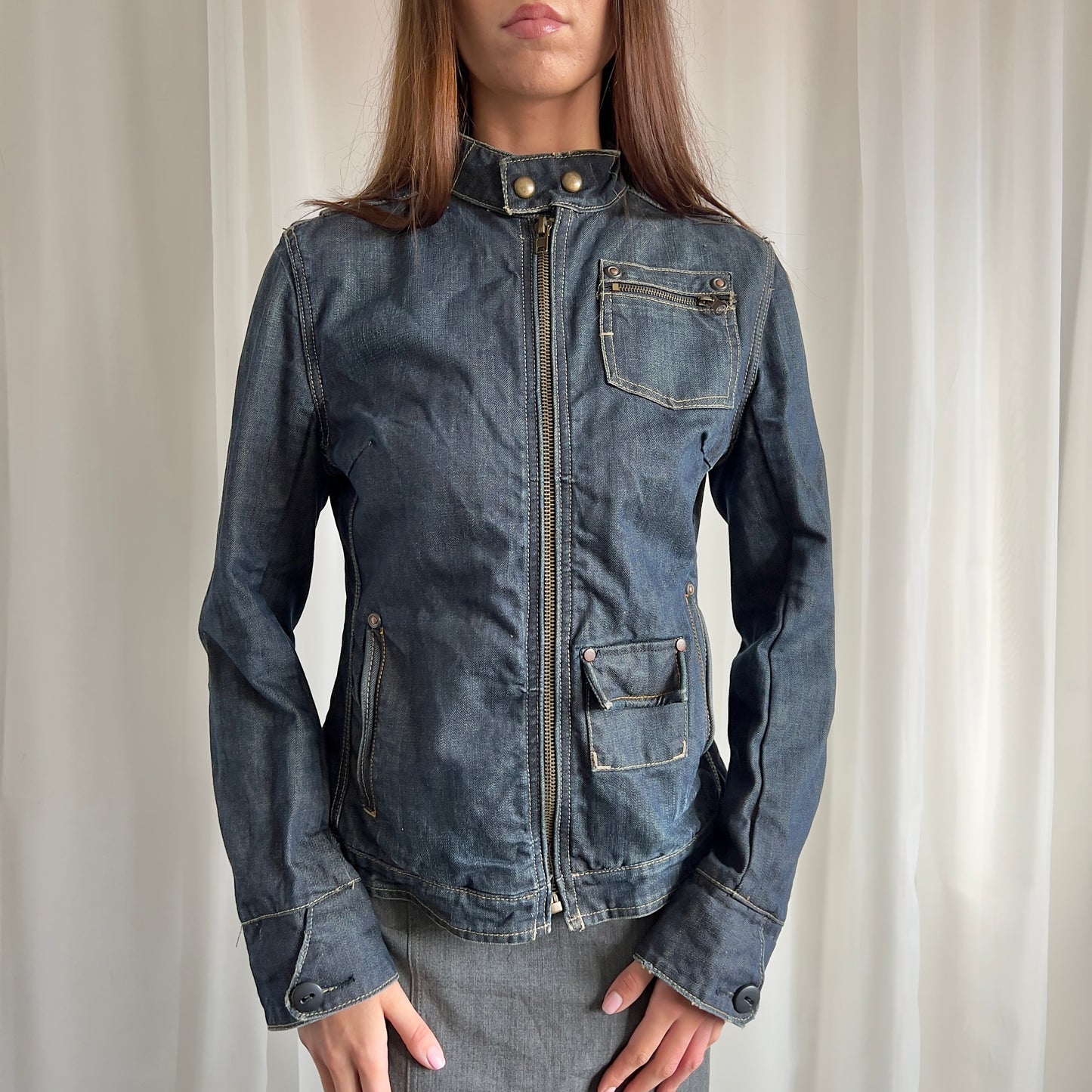 00s Denim Zip Up Jacket - Size L