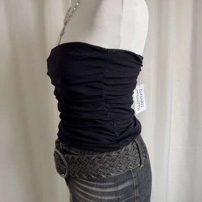 00s Strapless Ruched Mesh Top - Size M