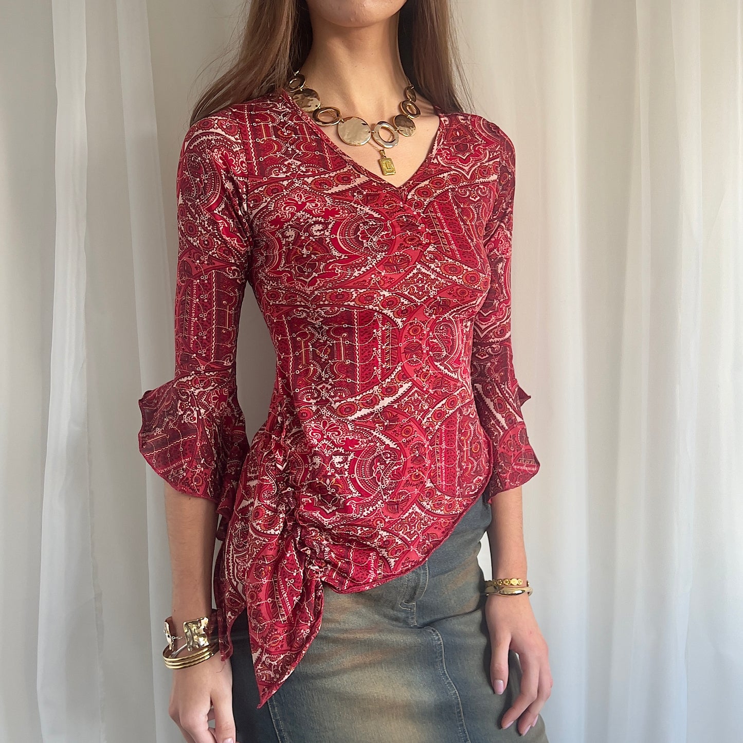 90s Paisley Asymmetric Top - Size S