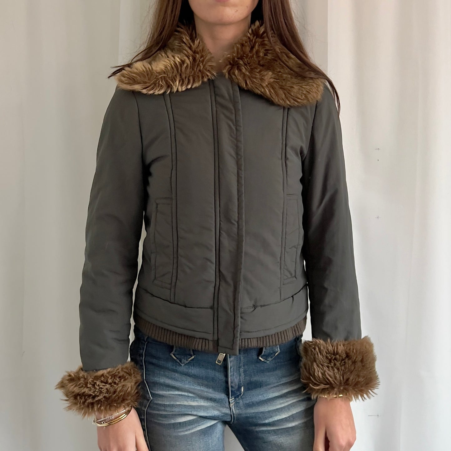 00s Faux Fur Puffer Jacket - Size S