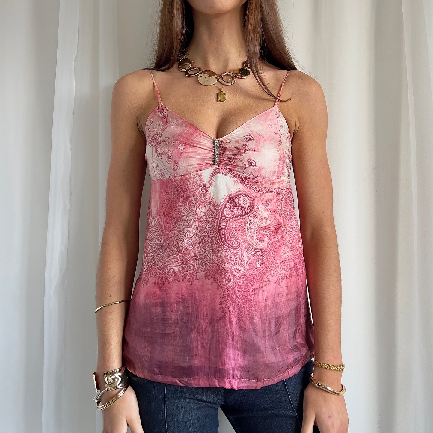 90s Silk Paisley Cami Top - Size XS