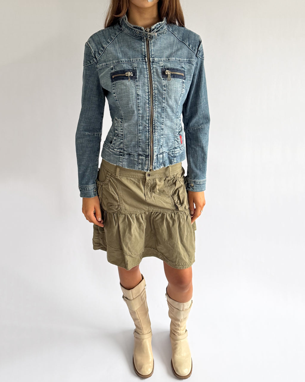 Pleated Ruffle Midi Skirt - Size L