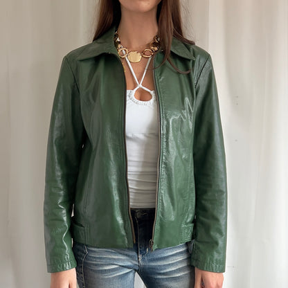 00s Leather Zip Jacket - Size M