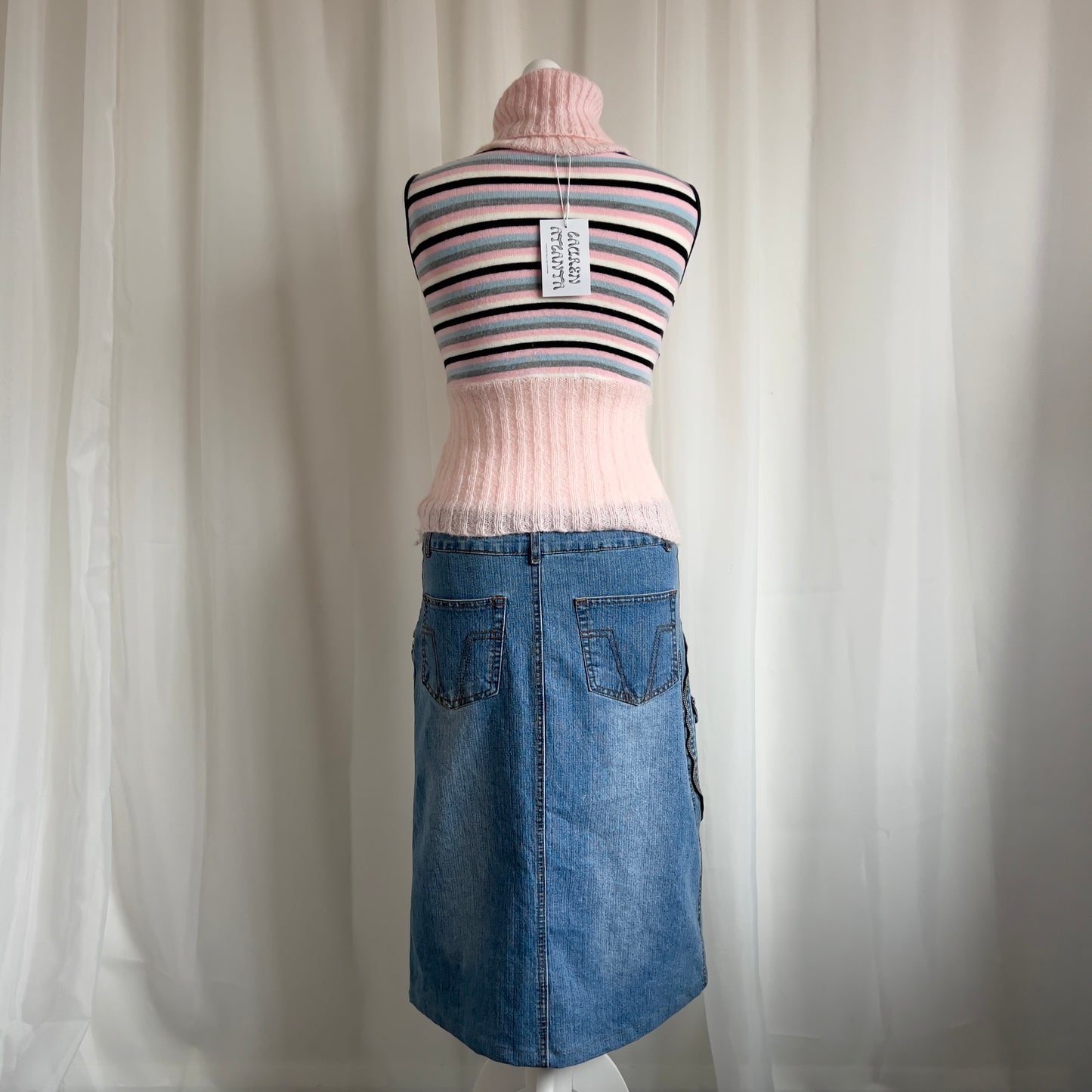 90s Cargo Denim Midi Skirt - Size L