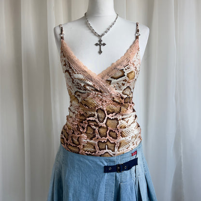 00s Snake Print Lace Cami - Size M