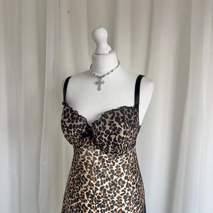 90s Leopard Mesh Babydoll Cami - Size L