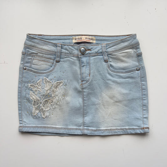 00s Butterfly Denim Micro Mini Skirt - Size XS