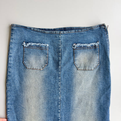 00s Denim Asymmetric Midi Skirt - Size M