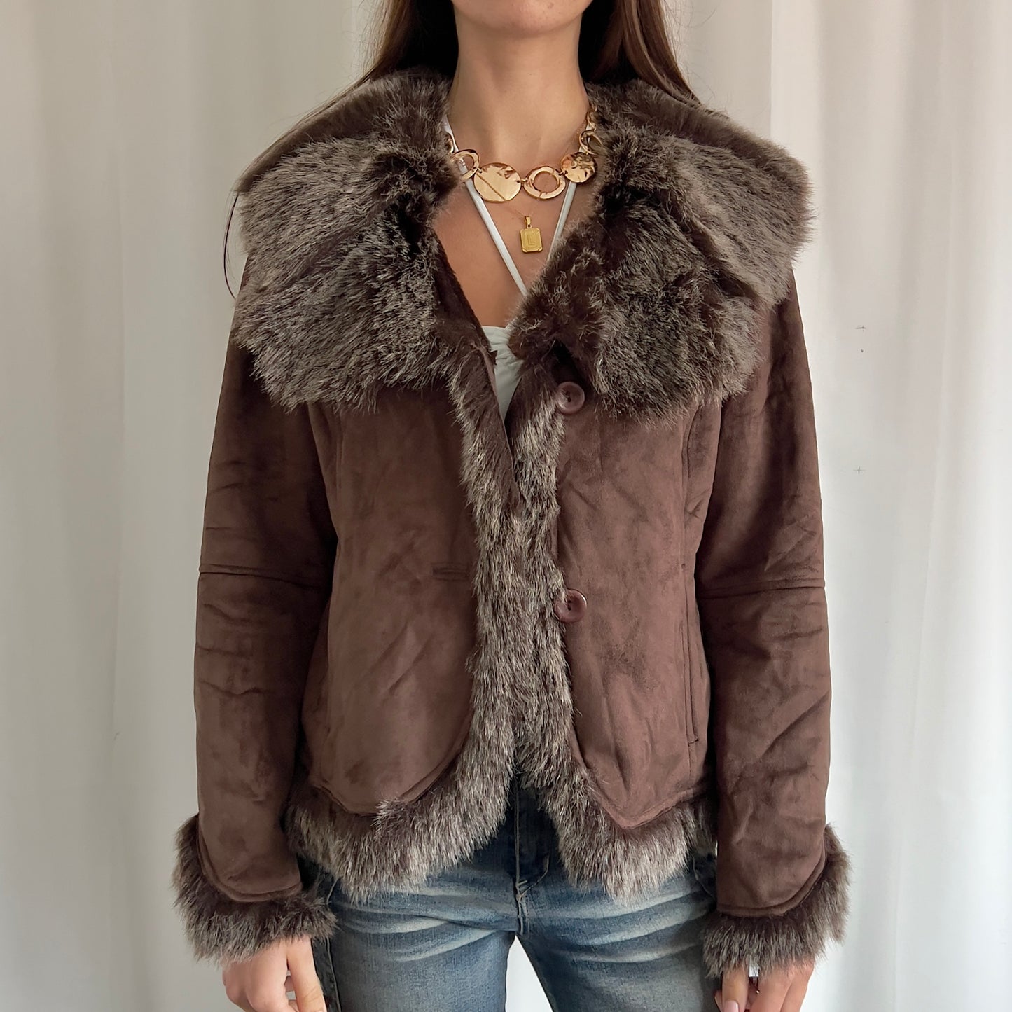 00s Faux Fur Afghan Jacket - Size XL