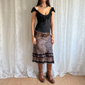 Leopard Floral Lace Midi Skirt - Size M