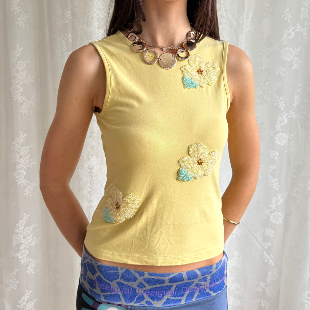 Beaded Floral Top - Size S