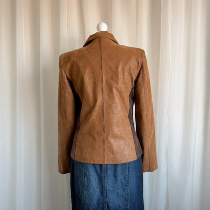 90s Genuine Suede & Leather Double Zip Jacket - Size M